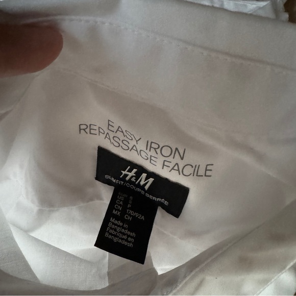 Set of 9 - H&M Easy Iron Men’s Shirt - White - Small - Picture 4 of 5